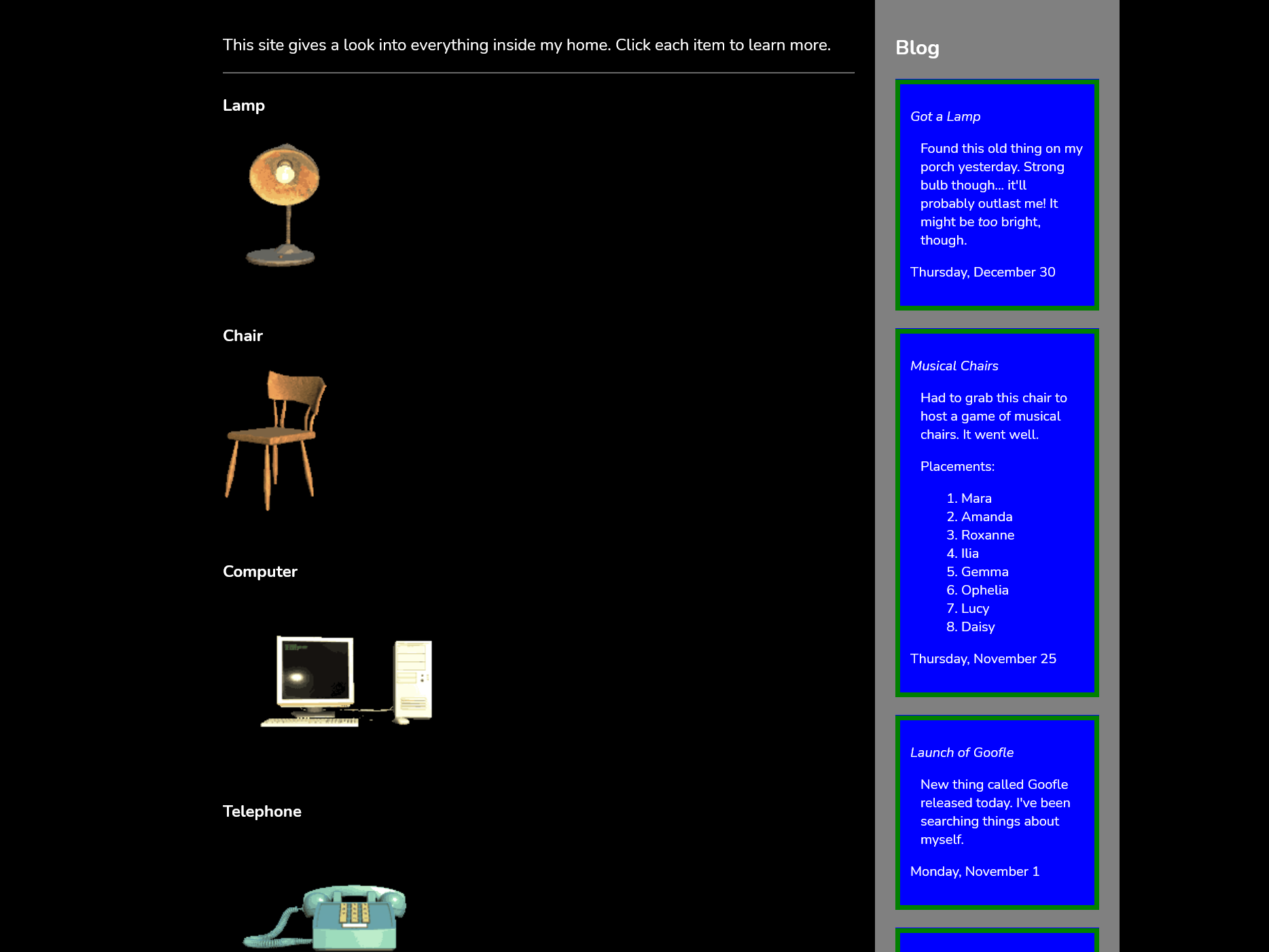 A site page made to look retro